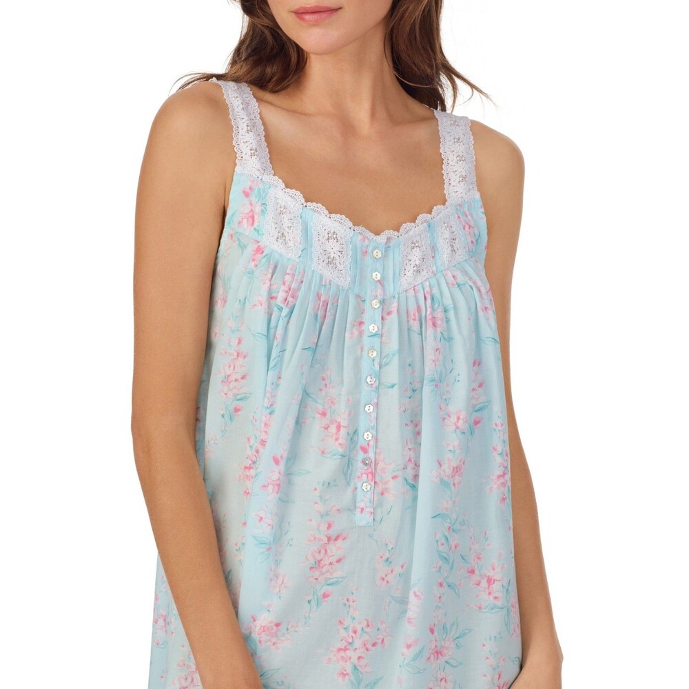 Eileen West Cottage Rose Cotton Lawn Sleeveless Sleep Night Gown Sz M - Picture 1 of 11